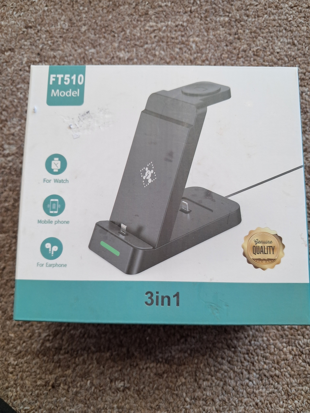 Source Unknown Black 3-in-1 Charging Dock for Phone, Watch & Earbuds